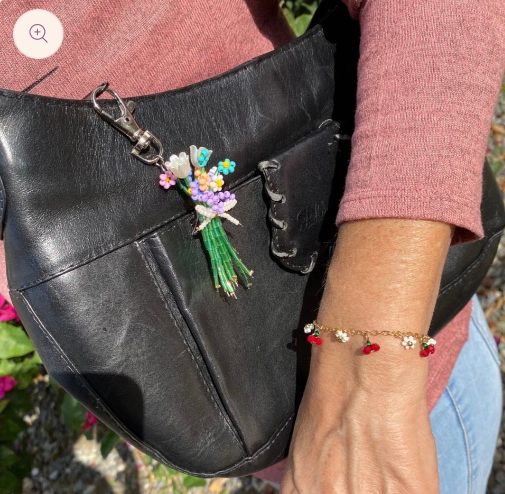 Flower bouquet bag charm