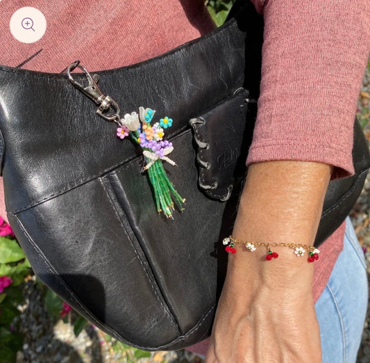 Flower bouquet bag charm