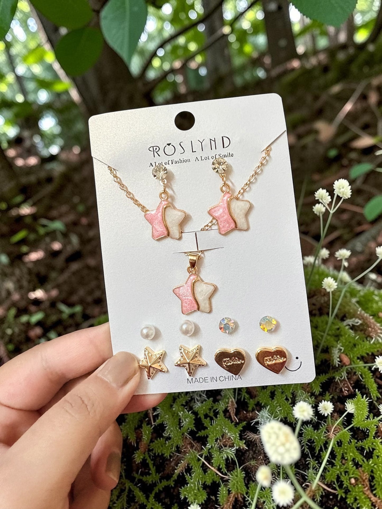 Cute star pendant and earrings set
