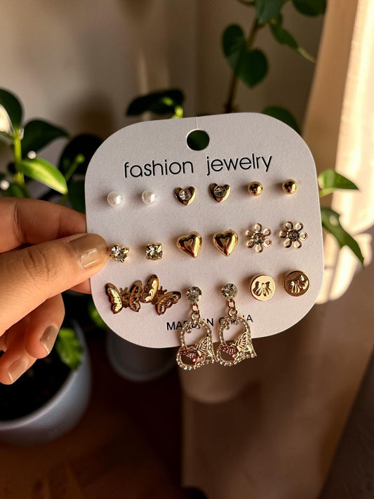 Heart earrings set