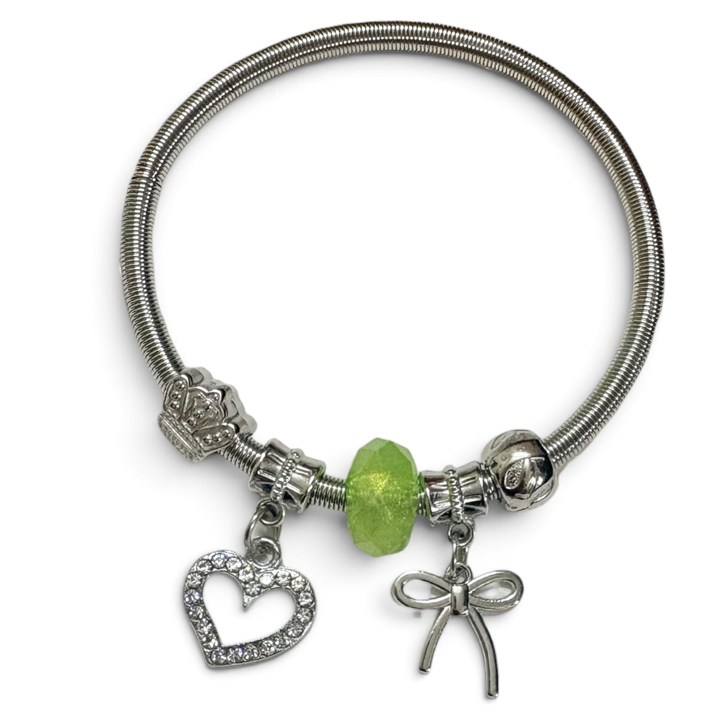 Green pandora charm bracelet