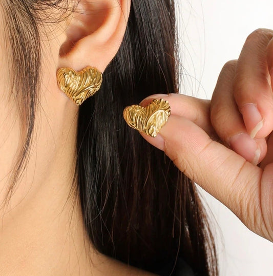 Bubbly heart anti tarnish earrings