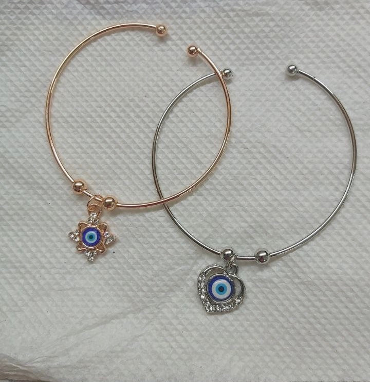Thin evil eye protection charm bangle