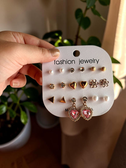 Heart earrings set
