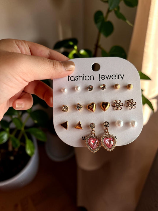 Heart earrings set