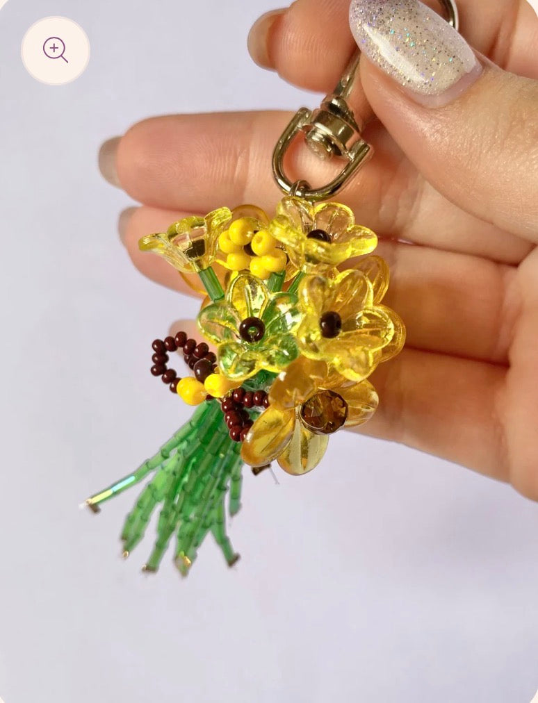 Sunflower bouquet bag charm