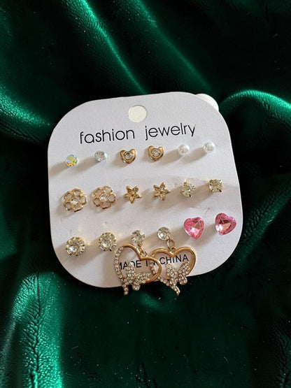 Heart and butterfly earrings set