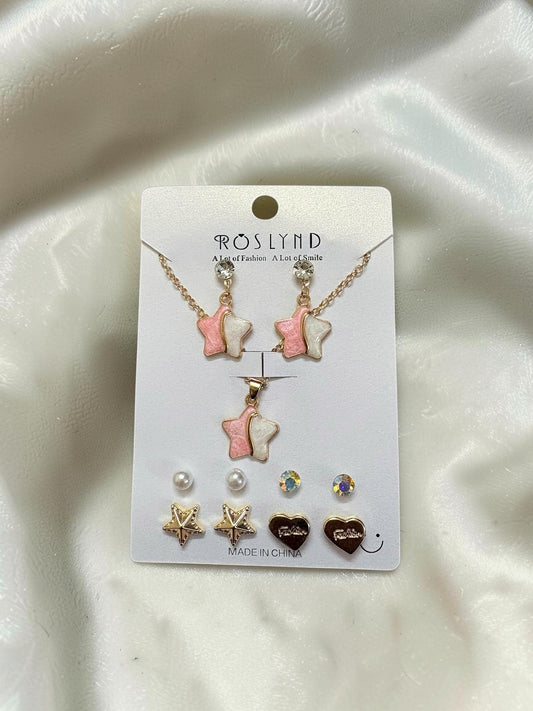 Cute star pendant and earrings set