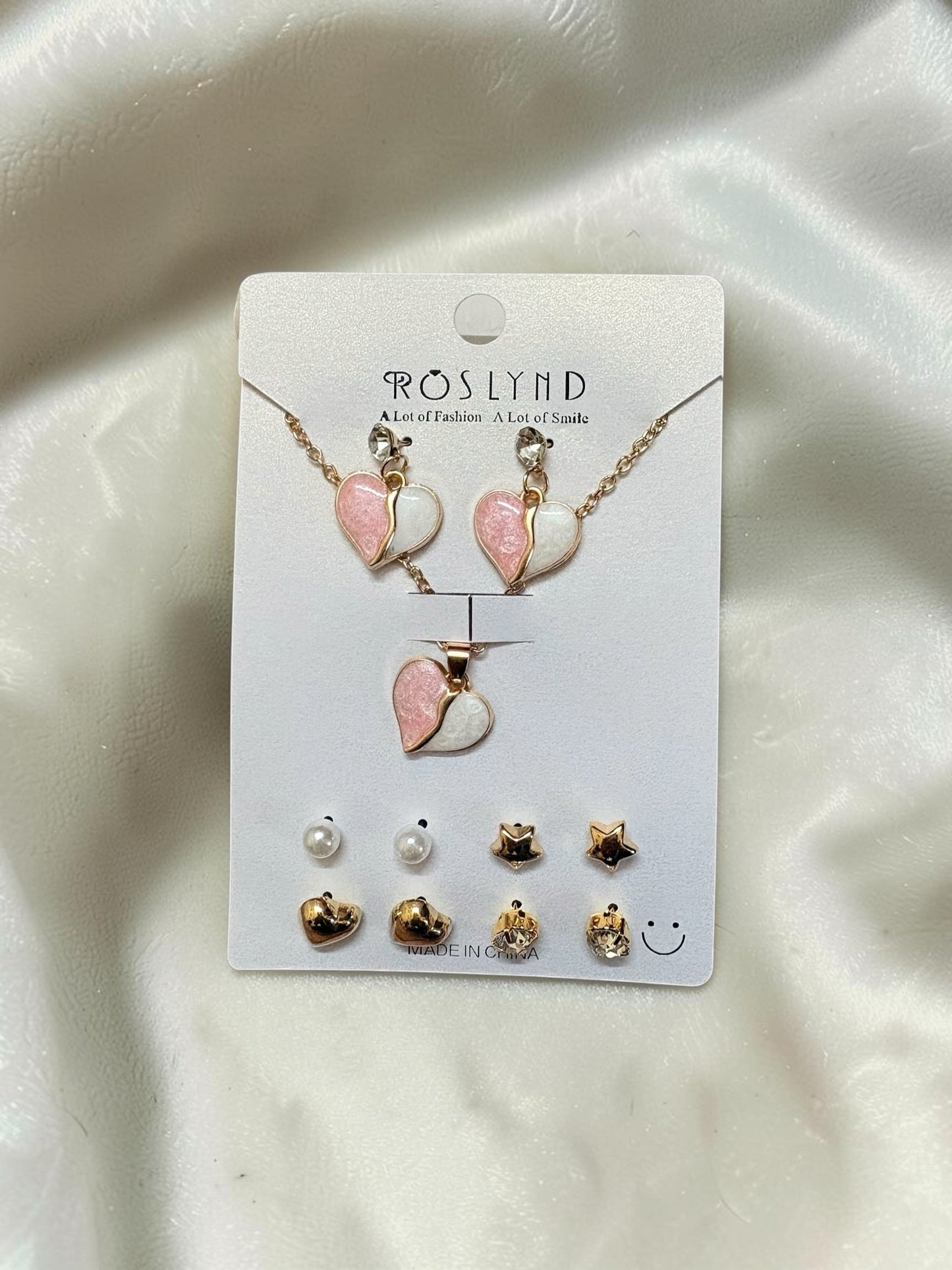 Cute heart pendant and earrings set