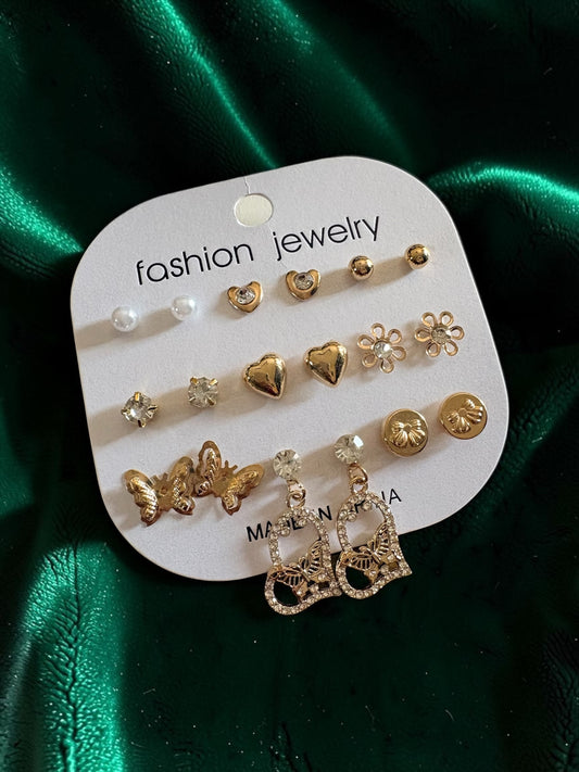 Heart earrings set