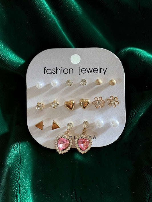 Heart earrings set
