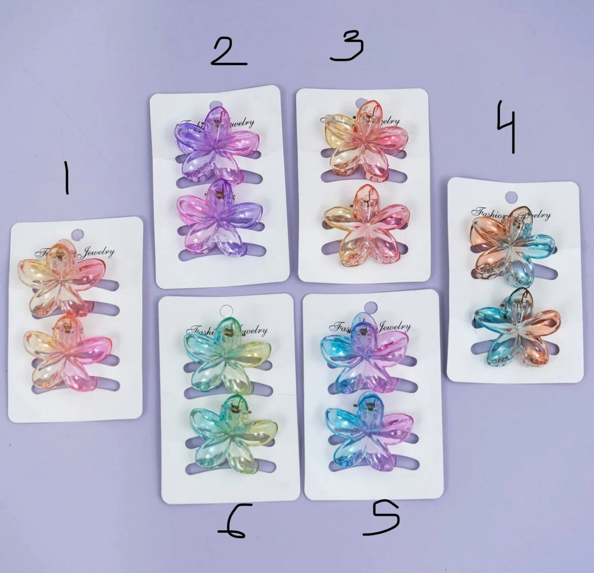 Gradient glossy flower hair claw set