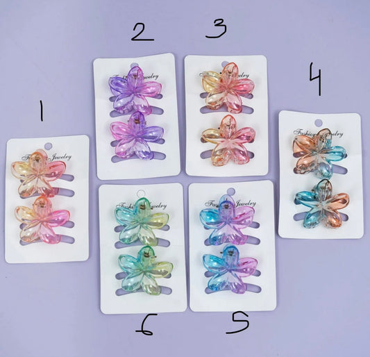 Gradient glossy flower hair claw set