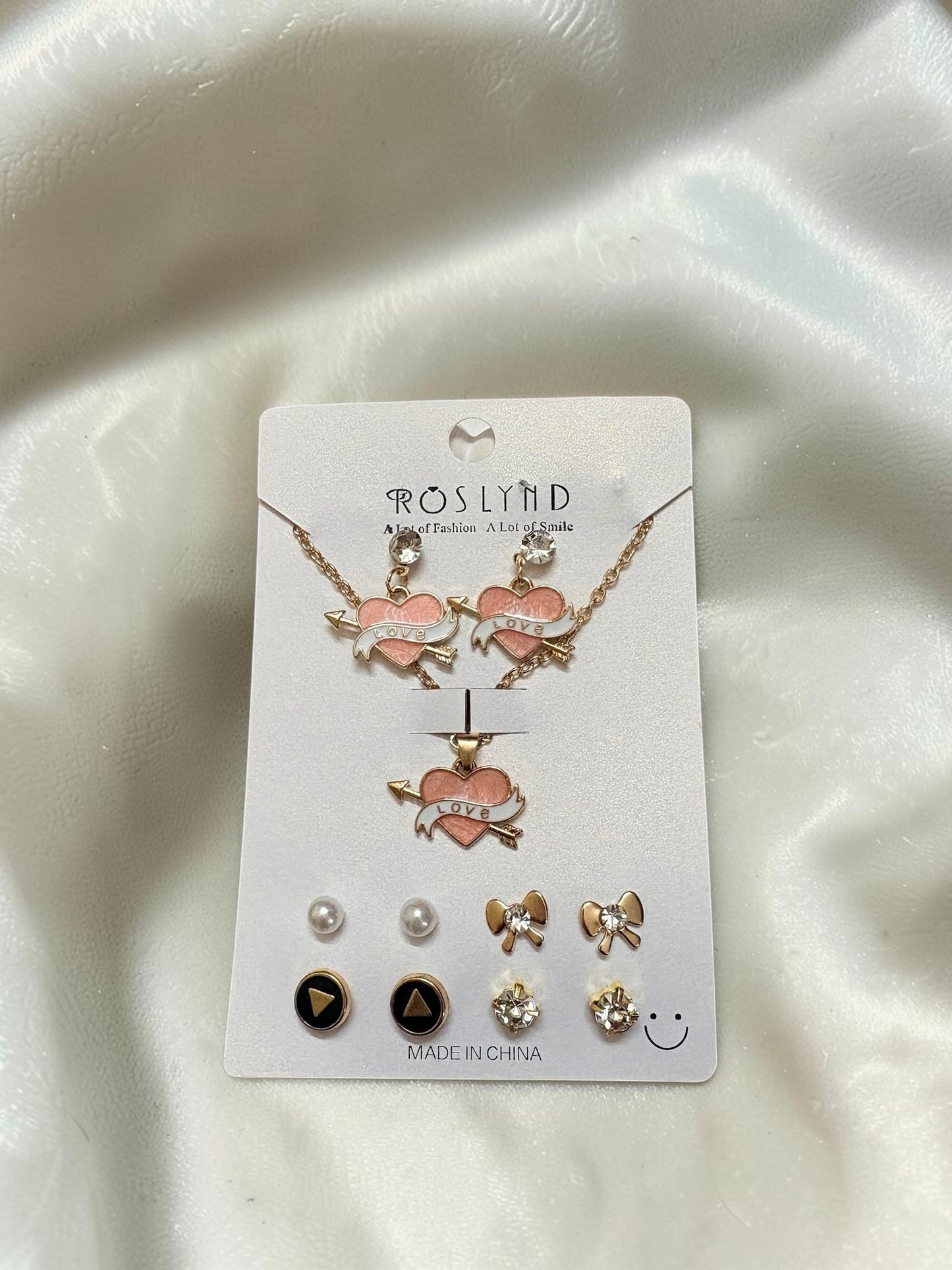 Cupid heart pendant and earrings set