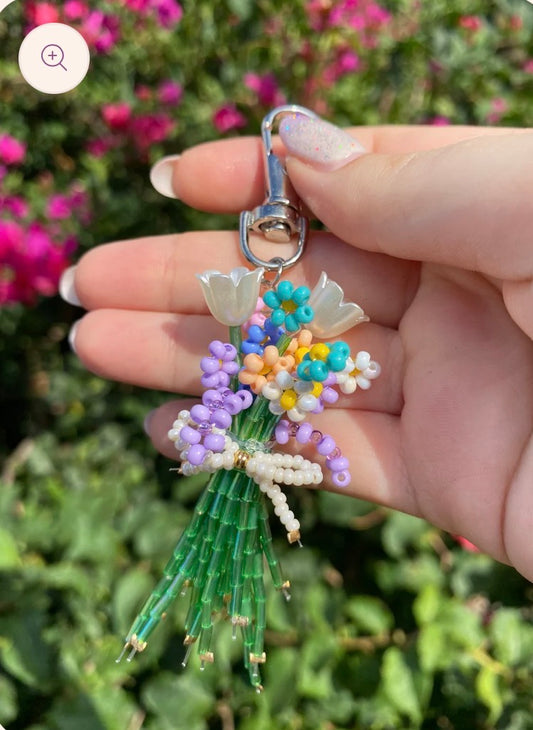 Flower bouquet bag charm