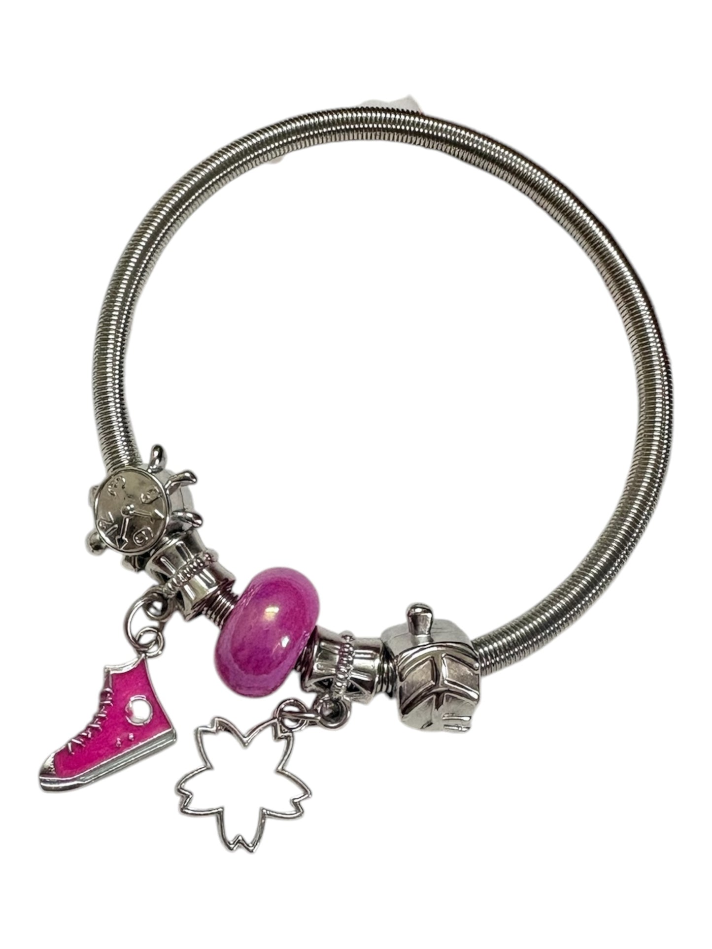 Pink barbie pandora charm bracelet