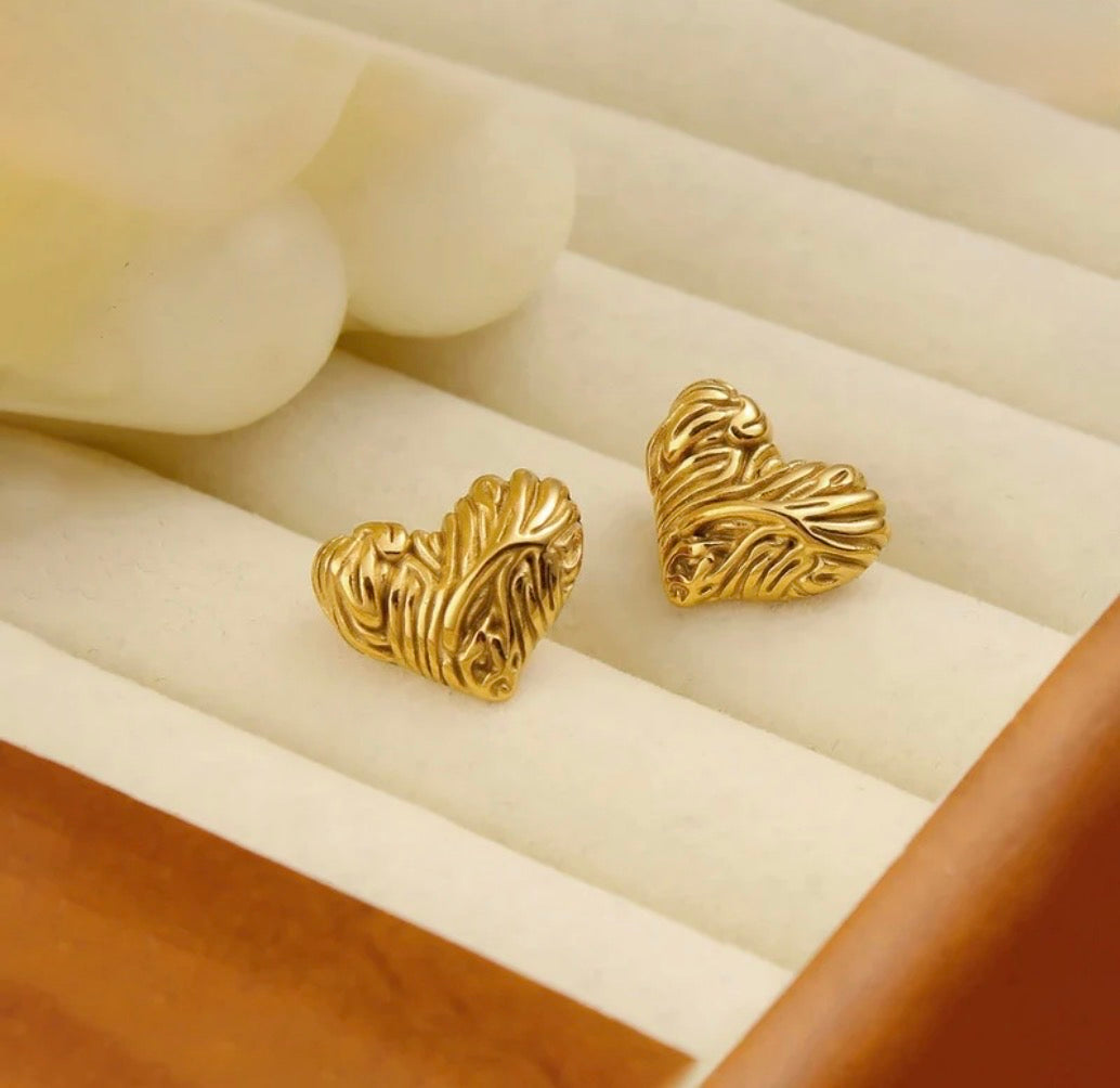 Bubbly heart anti tarnish earrings