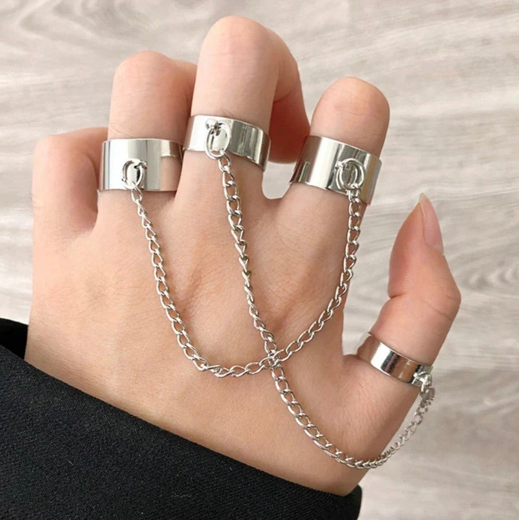 Silver chain rings set