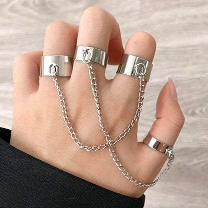 Silver chain rings set