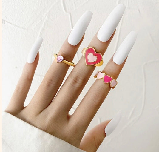 Pink heart 🩷 rings set