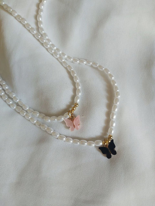 Pearl butterfly chocker necklace