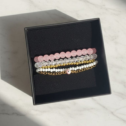 Pink bracelet stack