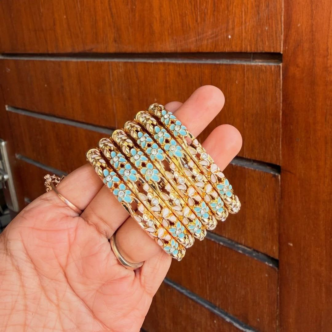 Blue floral bangles