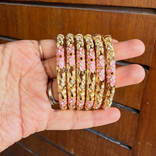 Pink floral bangles
